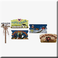 FIVE ASSORTED SEASONAL WOOD SIGNS