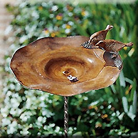 Antique Brass Bird Bath 13in