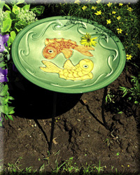 GREEN FISH BOWL AND STAKE