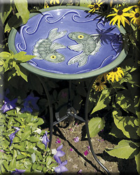 BLUE FISH BOWL AND STAKE