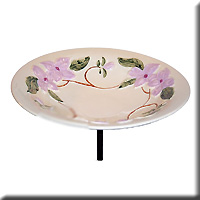 Ceramic Dogwood Bird Bath Cream and Pink