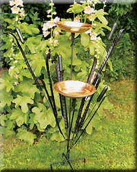 DOUBLE CATTAILS BIRD BATH