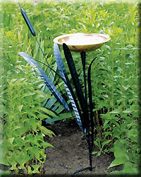 Single Cattail Bird Bath