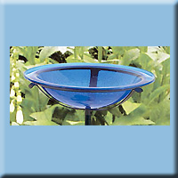 Glass Bird Bath Bowl Iron Cobalt Blue