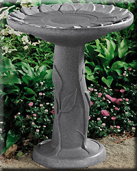 FLOWER BIRD BATH BLACK GRANITE