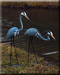 PAIR OF STEEL HERONS