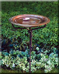 Solid Copper Birdbath with Iron