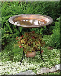 COPPERPLATED STEEL BIRDBATH