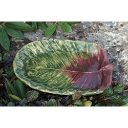 CERAMIC HOSTA LEAF BIRDBATH