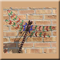 STAINED GLASS METAL DRAGONFLY