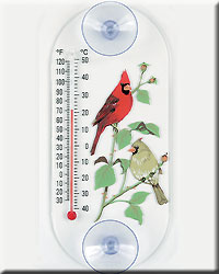 CARDINAL PAIR WINDOW THERMOMETER
