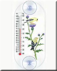 GOLDFINCH PAIR WINDOW THERMOMETER