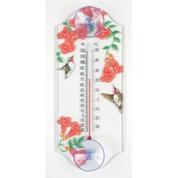 Floral Hummingbird Window Thermometer