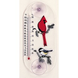 Cardinal Chickadee Window Thermometer