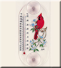 CARDINAL DOGWOOD WINDOW THERMOMETER
