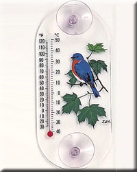 Bluebird Maple Window Thermometer