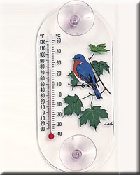 BLUEBIRD MAPLE WINDOW THERMOMETER