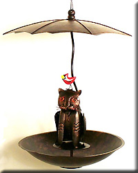 COPPER CAT WITH CARDINAL FEEDER