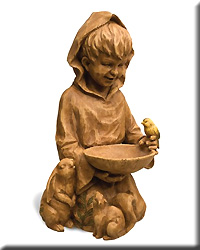 Young St Francis Med Statuary Bird Feeder