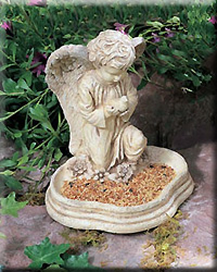 CHERUB WITH DOVE BIRD FEEDER