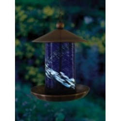 FLUTED BLUE ILLUM GLASS FEEDER