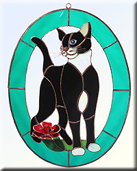 Cat and Flower Teal