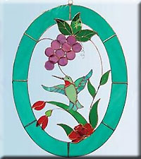 Grapes and Hummingbird 3D Window