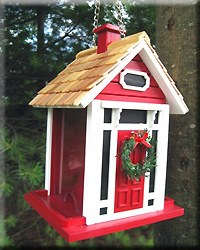 Christmas Cottage Bird feeder Red