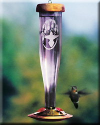 AMETHYST ETCHED HUMMINGBIRD LANTERN