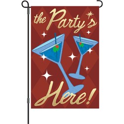 PARTY IS HERE GARDEN FLAG