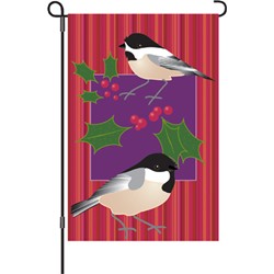 HOLIDAY CHICKADEES GARDEN FLAG