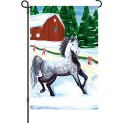 PRANCING IN THE SNOW GARDEN FLAG