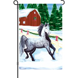 Prancing in the Snow Garden Flag