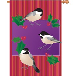 HOLIDAY CHICKADEES HOUSE FLAG