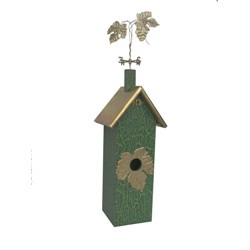 1 HOLE WINE BIRDHOUSE GREEN WITH LEAF
