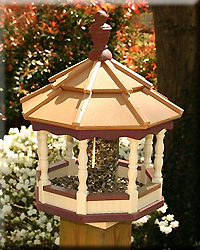 Sm Post Mount Spindle Feeder Cedar Roof Red