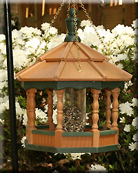 Sm Hanging Spindle Feeder Cedar Roof Hunter Trim