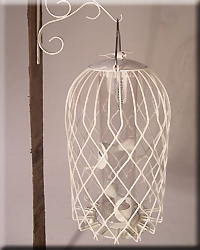 CAGED SEED FEEDER WHITE LARGE