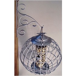 Caged Seed Feeder Pewter Round