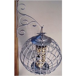 CAGED SEED FEEDER PEWTER ROUND